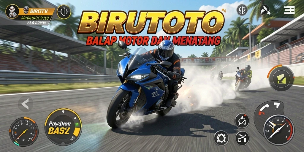 Gameplay menarik BIRUTOTO dengan aksi balap motor yang seru dan mendebarkan.