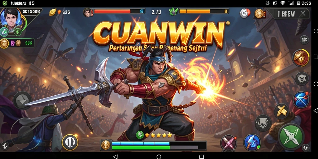 Screenshot utama CUANWIN menampilkan aksi pertarungan yang mendebarkan.