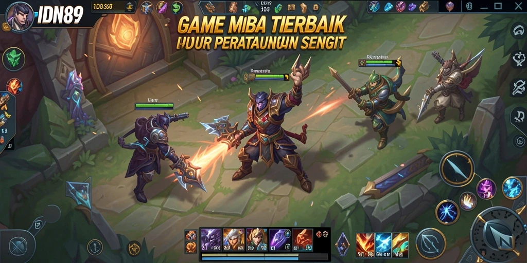 Tampilan pertarungan seru di game MOBA IDN89.