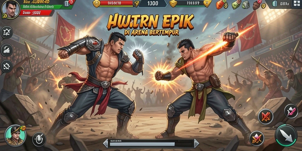 Tangkapan layar JUJUR4D menunjukkan aksi pertarungan seru dan grafis memukau.