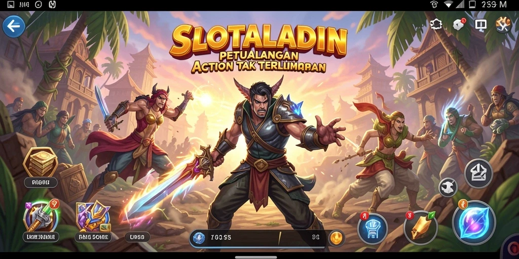 Tampilan seru gameplay action SLOTALADIN yang penuh tantangan.