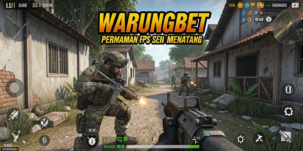 Tampilan visual mendebarkan dari gameplay FPS WARUNGBET.